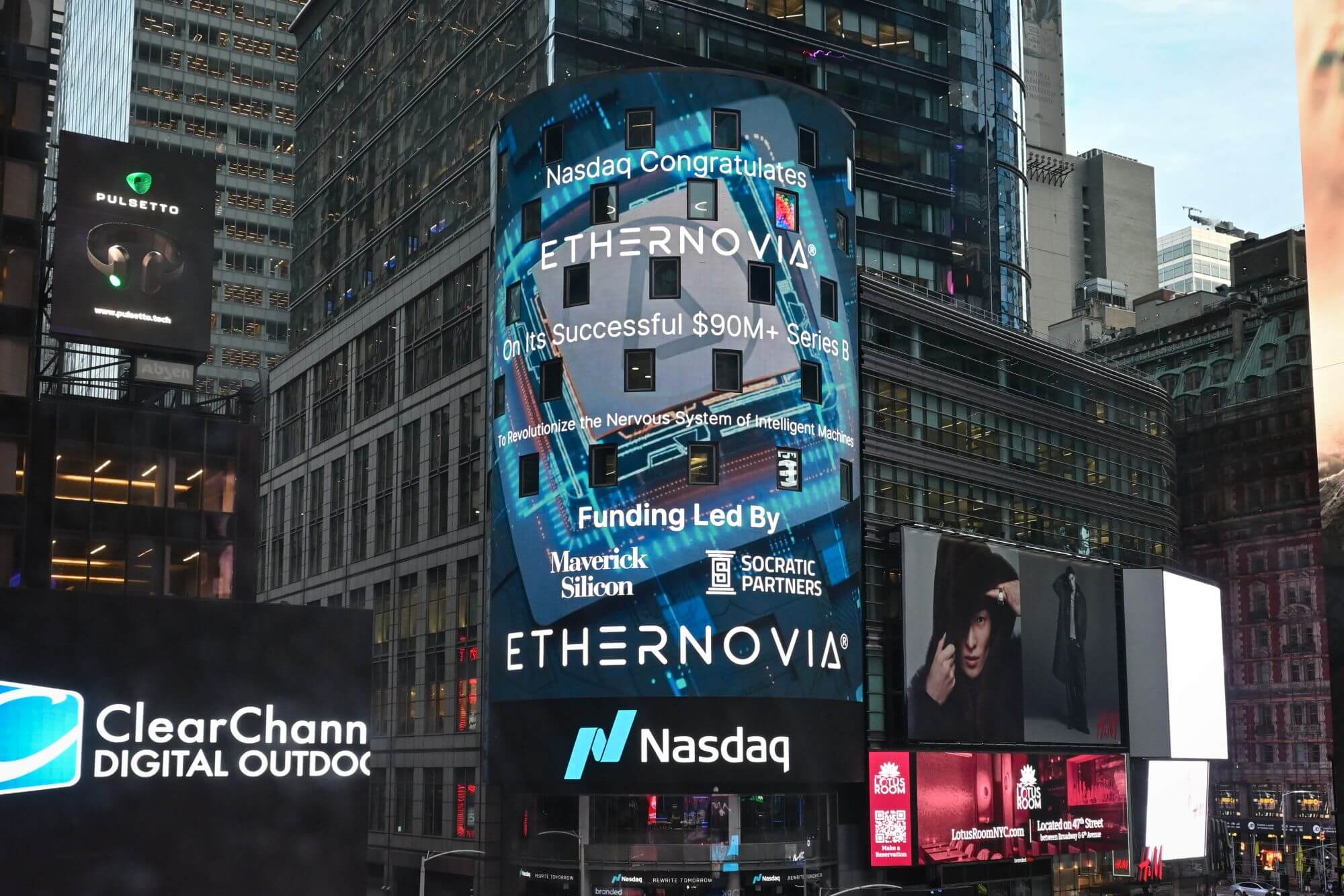 Ethernovia on NASDAQ Billboard in Times Square, New York